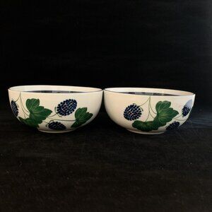 Pair of Dansk Blackberry Fruit Cereal Bowls Philippines 5 1/4" Berries HTF Rare